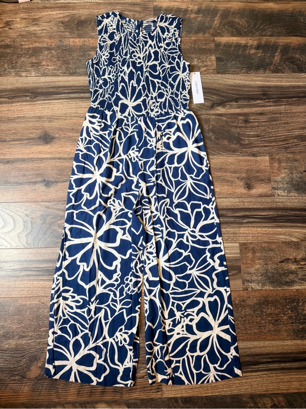 Calvin Klein Big Flowers Smocked Jumpsuit size 6